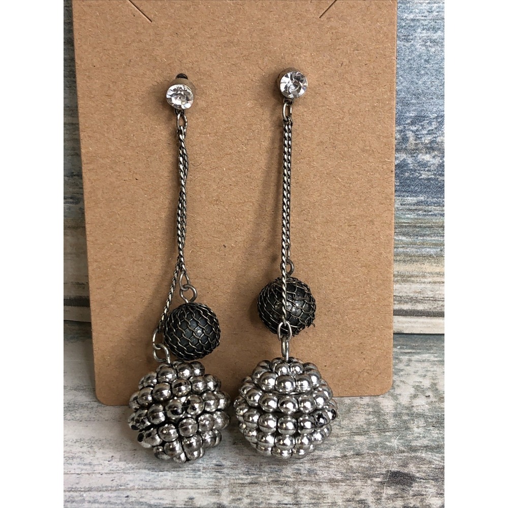 Disco Ball Earrings Rhinestones Unique Drop Dangle vtg